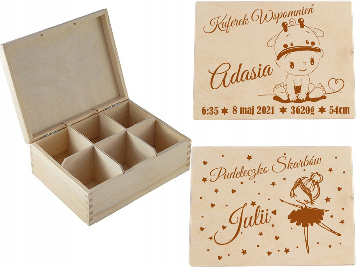 Pudełko, szkatułka, kuferek prezent na Urodziny, Chrzest, Roczek.