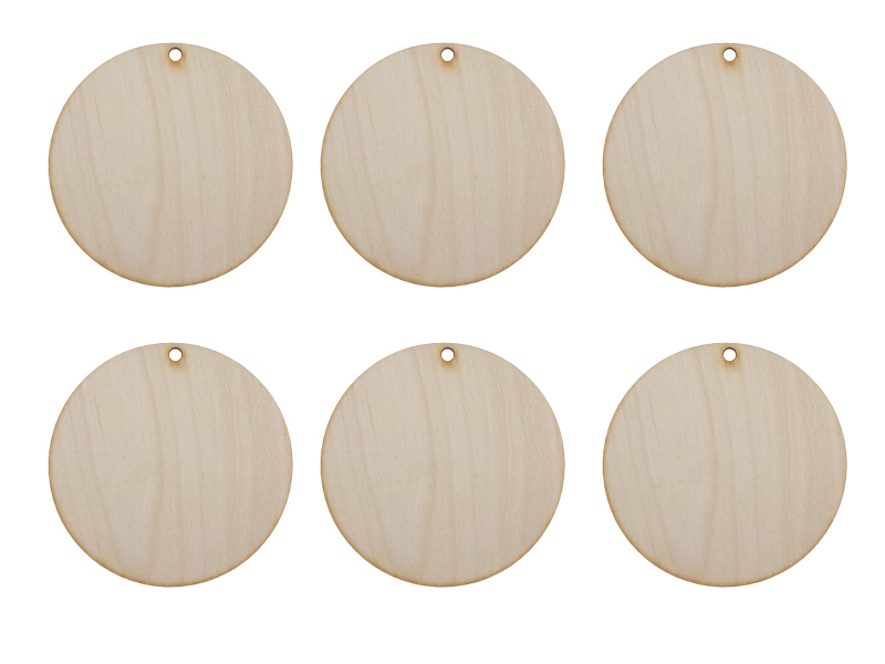 Drewniane zawieszki świąteczne, bombki choinkowe, ozdoba na Boże Narodzenie, BOMBKA 10 cm, naturalne drewno (1 op. / 6 szt.)