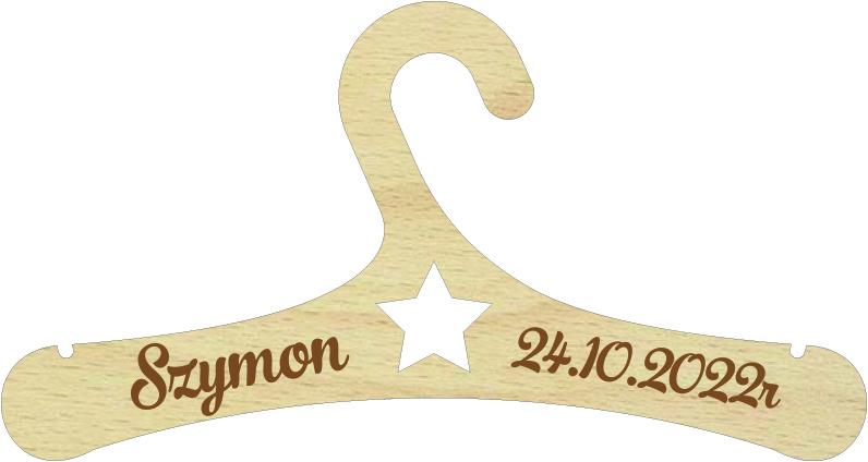 Drewniany wieszak na ubrania dzieciece, niemowlęce z Twoim napisem, Imię, grawer, personalizacja data, Chrzest Św