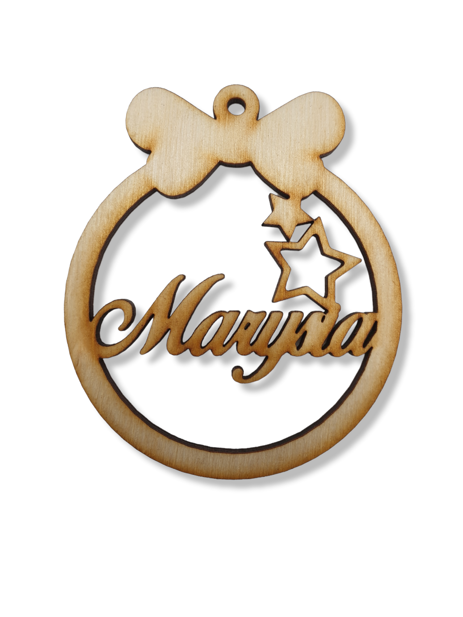 Bombki z Imieniem na choinkę, Drewniane zawieszki świąteczne z Logiem Firmowym, ozdoba na Boże Narodzenie prezent