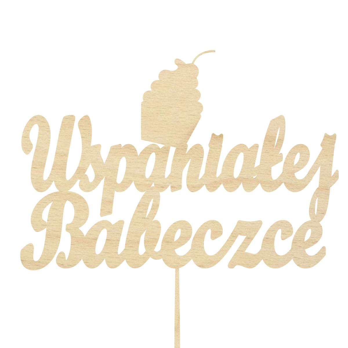 Topper dekoracja na bok tortu pik do prezentu lub bukietu kwiatów dzień kobiet 8 marca drewno