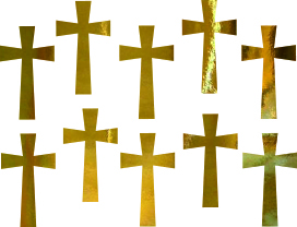 Złoty krzyż na Komunię i Chrzest scrapki, baza do makramy, zaproszeń, kartek, wycinanki, tekturki, dekor, zestaw 10 szt