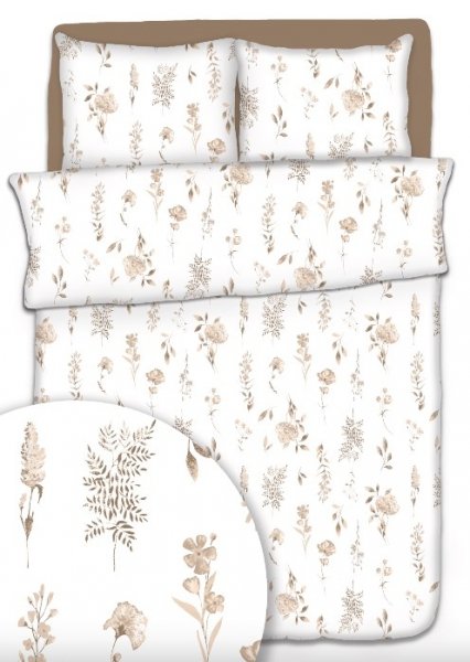 Poszewka 40x40 - KORA bawełniana wz. Kwiaty na łące beż