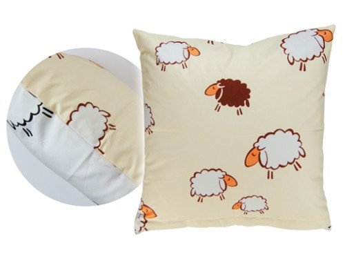 Poszewka na poduszkę BARANKI 40x40 - 100% bawełna, wz. kremowo-białe