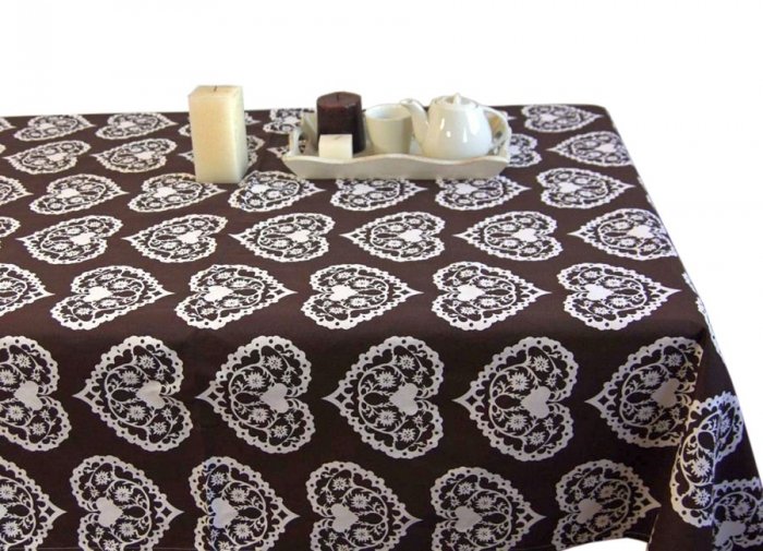 Obrus Romance Andropol rozmiar 160x220 wzór brąz biel