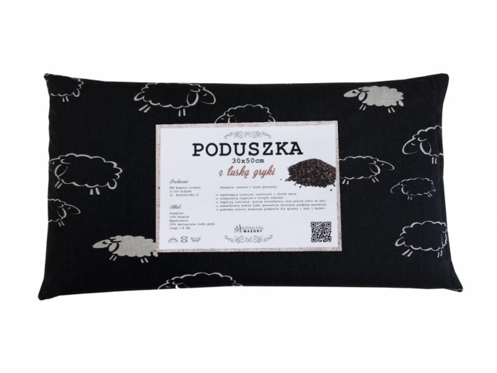 Poduszka z łuską gryki 30x50 wz. 8 baranki czarne