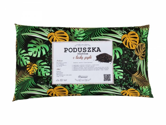 Poduszka z łuską gryki 30x50 wz. 6 tropikalny zielony