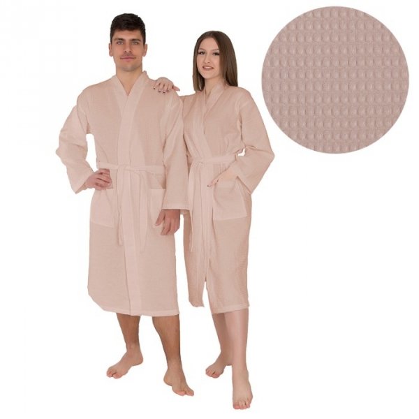 Szlafrok WAFFLE rozmiar L kolor - beżowy