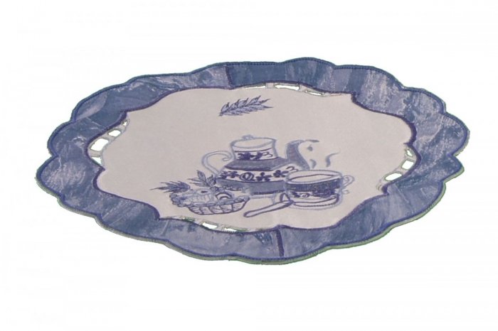 Obrus Prom 1359 30cm Koło haftowany niebieskie dzbanki