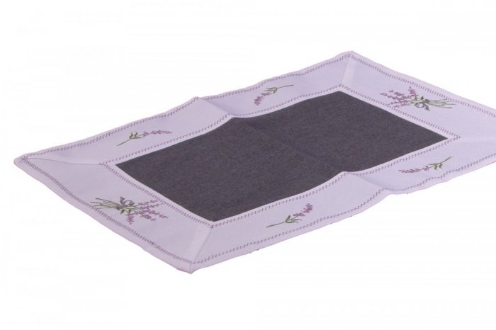 Ozdobny obrus haftowany rozmiar 35x45 Lawenda Kolor: biało-czarny