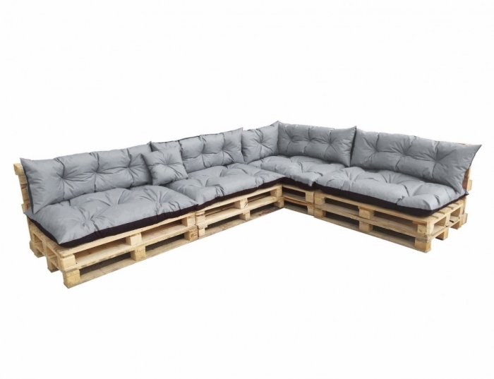 Duży komplet poduszek ogrodowych na palety wz. Jasny Szary