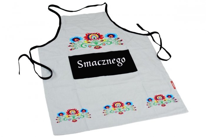 Fartuch kuchenny - Ludowy Łowickie wzory 60x80 Kolor biały wz.026