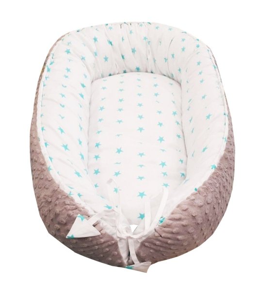 Otulacz kokon dla niemowląt wz. Minky szary/Gwiazdki