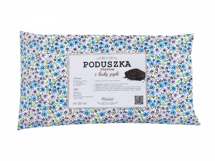 Poduszka z łuską gryki 30x50 wz. 4 niebieskie kwiatki