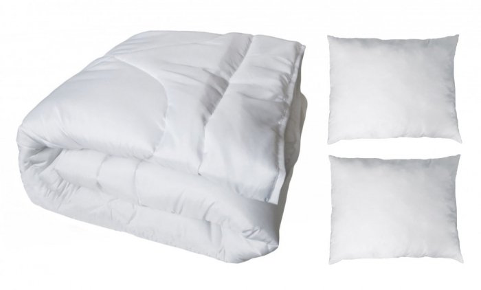 Kołdra poliestrowa całoroczna BIAŁA 160x200 + 2 poduszki 70x80 ProduktPolski