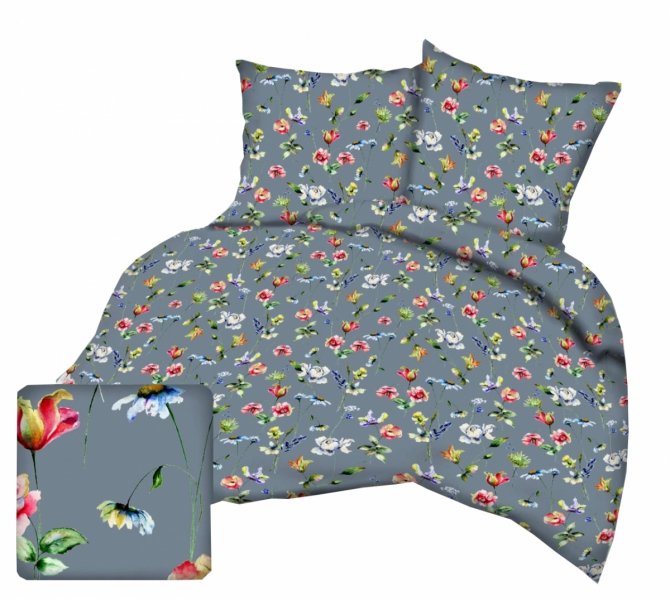 Poszewka 40x40 - KORA bawełniana wz. Kwiaty akwarele