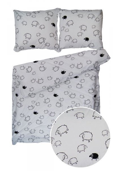 Pościel dziecięca bawełniana BARANKI 80x200, 100% bawełna wz. Białe