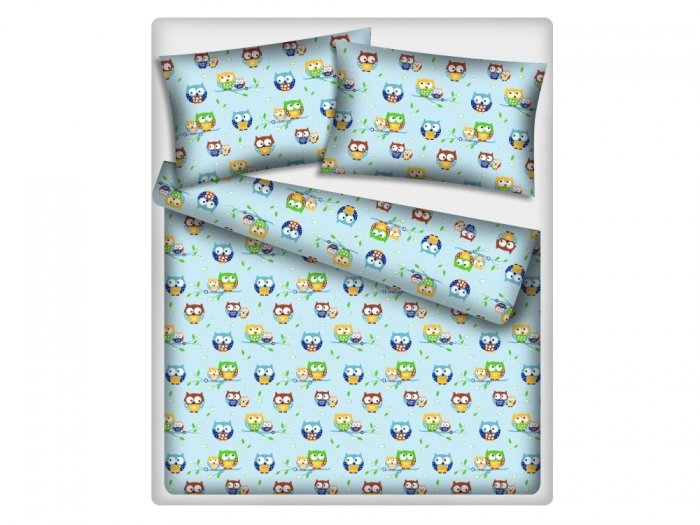 Poszewka na jasiek wz. Sowy Niebieskie rozmiar 40x40 100% bawełna