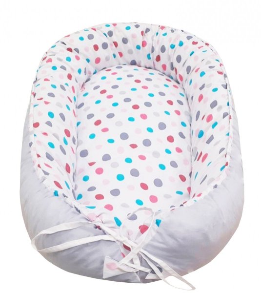 Otulacz kokon dla niemowląt wz. Szary/Groszki