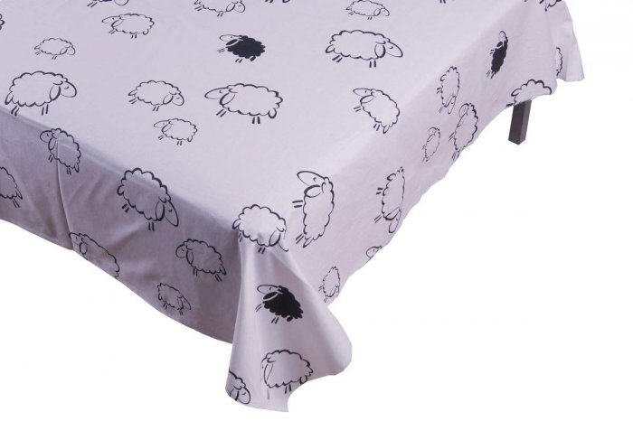 Prześcieradło BARANKI 140x200 - bez gumki, wz. białe