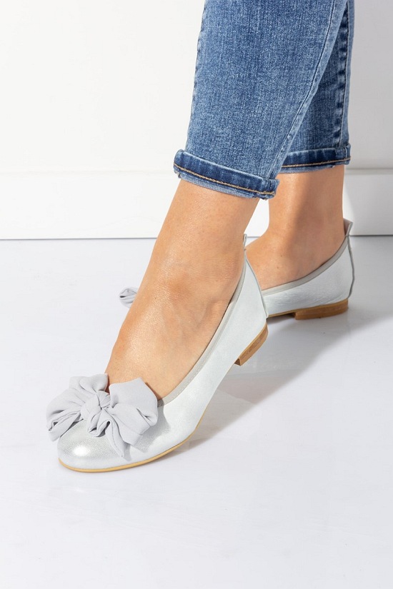 Baleriny damskie 92/22 SREBRO/SZARA