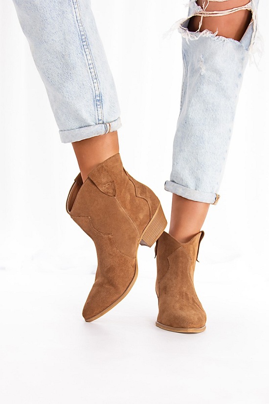 Botki damskie 0074 Koniak