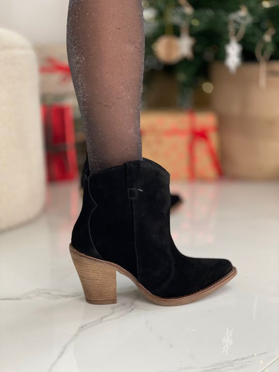 Botki damskie 51850/1 Czarny welur