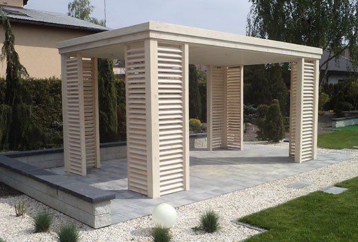 Altana 10 Nowoczesna altana drewniana Krokus 4 x 4 m z ukośnymi listewkami