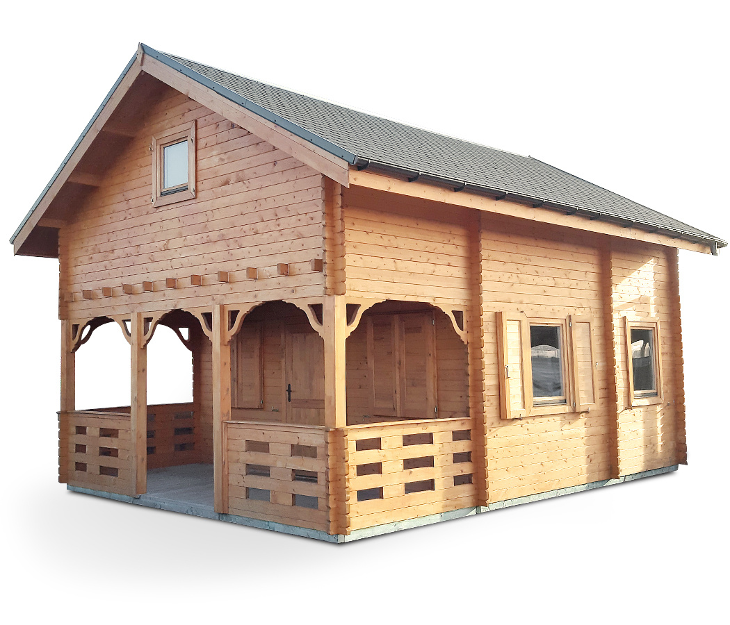 Domek Gregor z poddaszem 500 x 700 cm + okiennice + schody zabiegowe