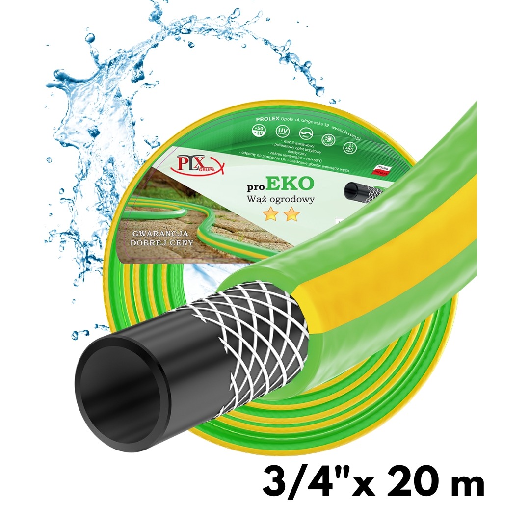Wąż ogrodowy 3/4 cala 20m PLX PROEKO 3-warstwowy 8bar odporny na UV