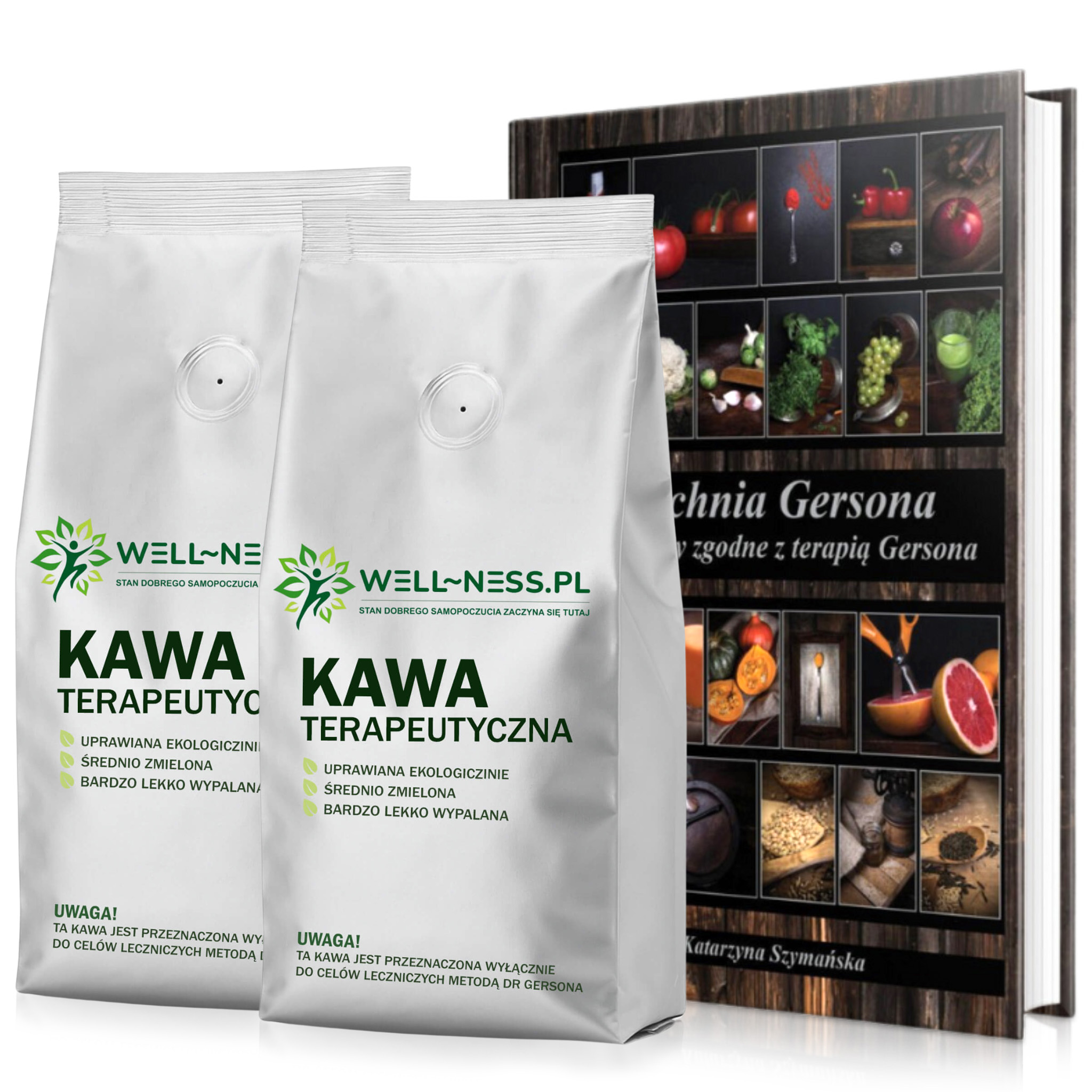 Zestaw 2x kawa do Terapii Gersona 1kg + książka "Kuchnia Gersona - Receptury zgodne z terapią Gersona"