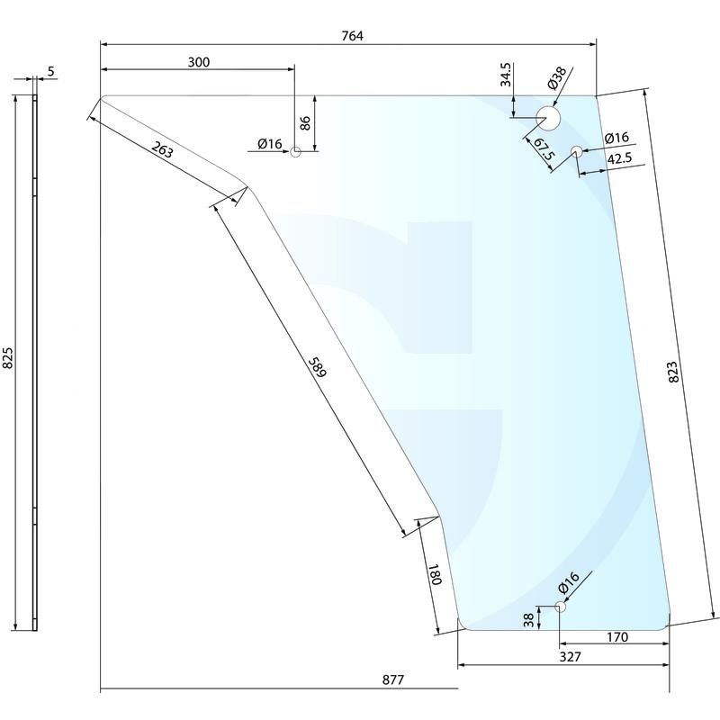 Szyba drzwi dolna, prawa i lewa, z otworami Deutz VC 4364140