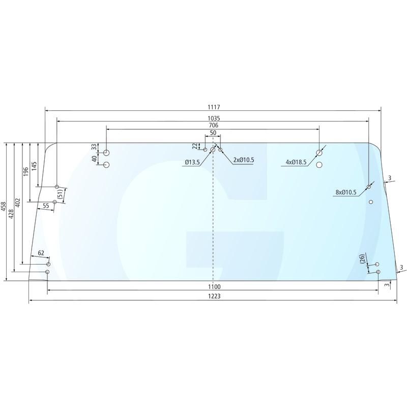 Szyba tylna część górna Ford seria 10 83952034