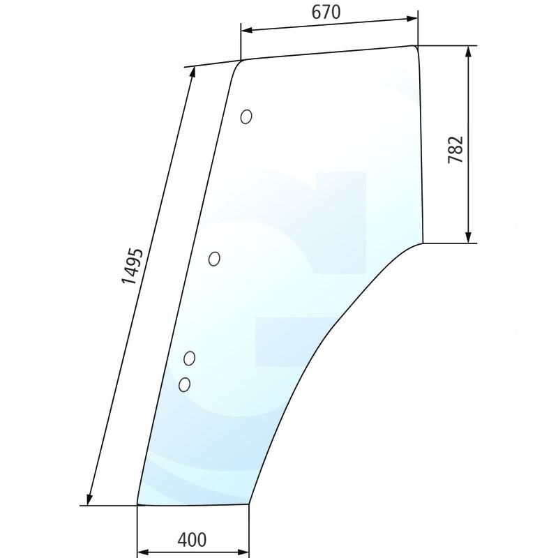 Szyba drzwi prawa, z krawędzią, od roku prod. 03/1986 FIAT G 86002304