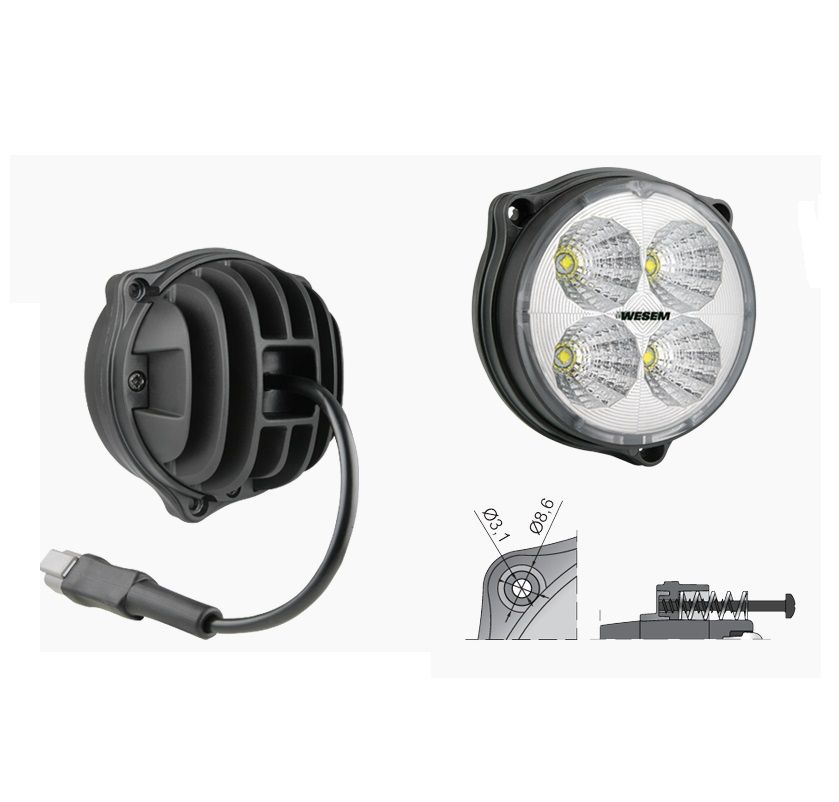 Lampa robocza LED 58° 1000lm przewód i Deutsch DT04-2P CRC5C.51525 Wesem