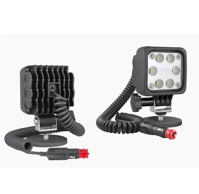 Lampa robocza LED F50° 2500lm z uchwytem magnetycznym, przewodem spiralnym wyłącznik LED6F.49995 Wesem