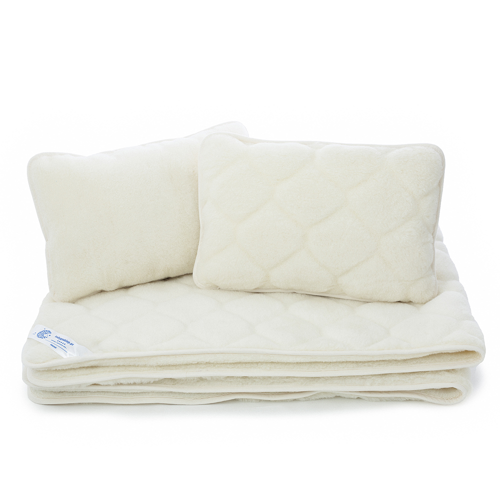 pościel wełniana kaszmir caro / kaszmir gładki (kołdra 200x220, 2x poduszka 45x75)(+-5cm)