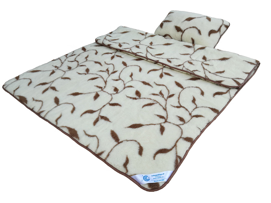 Pościel wełniana merynos australijski, wzór benjamin (kołdra 140x200, poduszka 45x75) (+-5cm)