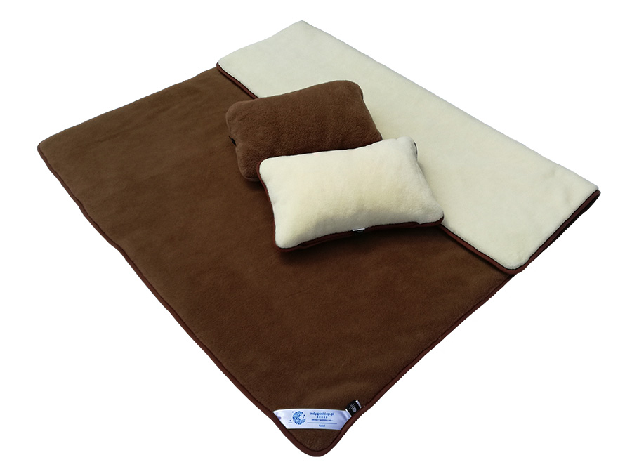 Pościel wełniana camel ciemny/kaszmir gładki (kołdra 200x220, 2x poduszka 70x80) (+-5cm)