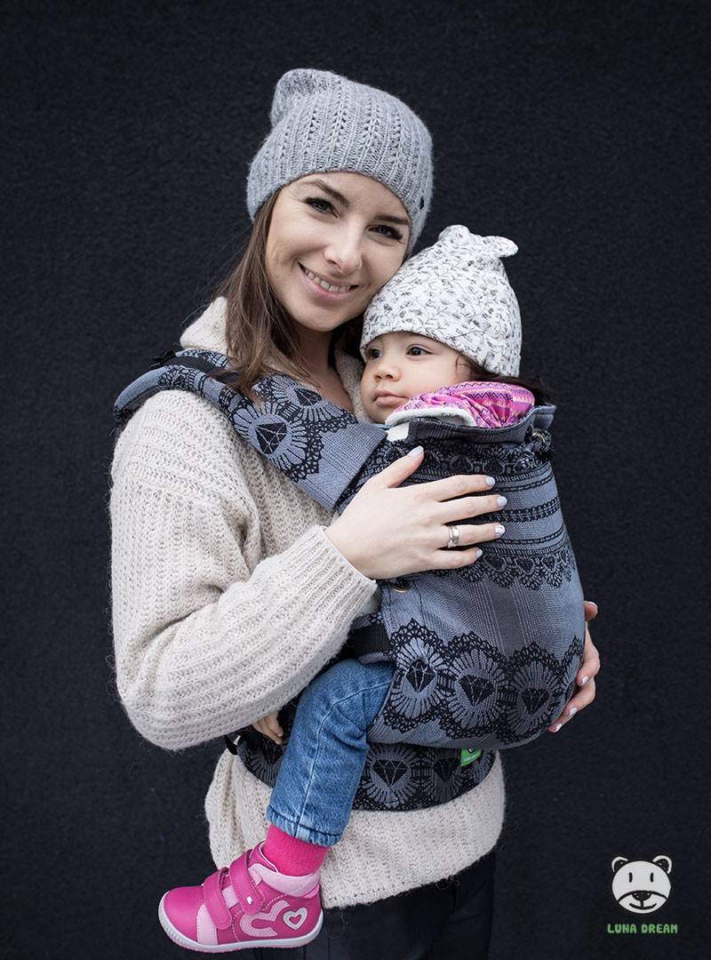 Nosidełko regulowane Multi Size: Diamond Lace Black Elegance, 100% bawełna, splot żakardowy