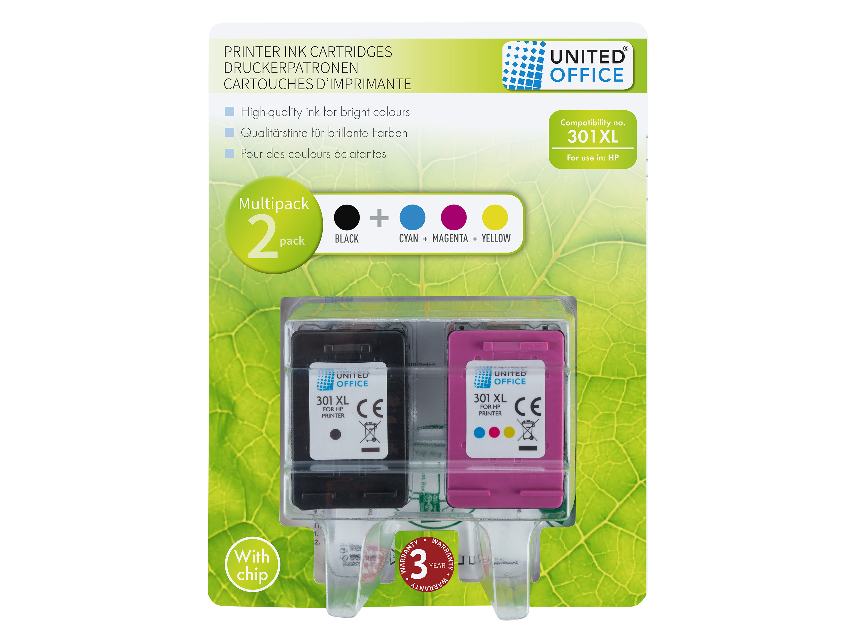 United Office Wkłady atramentowe tusze do drukarki, multipack 301Xl, 2-pak