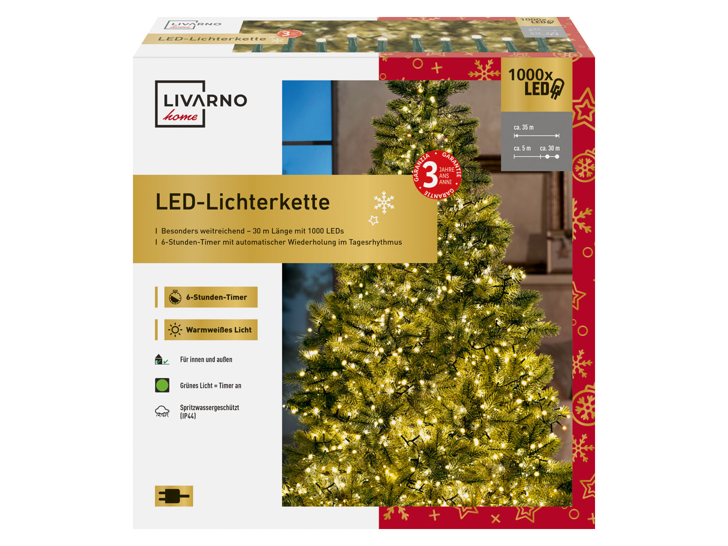Livarno home Łańcuch świetlny LED lub Girlanda świetlna Led, 8 efektów świetlnych, 1 sztuka Łańcuch świetlny