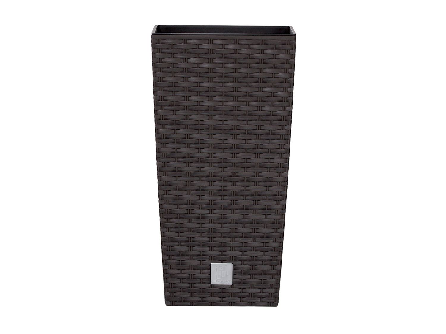 Prosperplast Donica Rato Square, z wkładem, optyka rattanu, 1 sztuka 29 x 55 x 29 cm szer. x wys. x gł., Umber