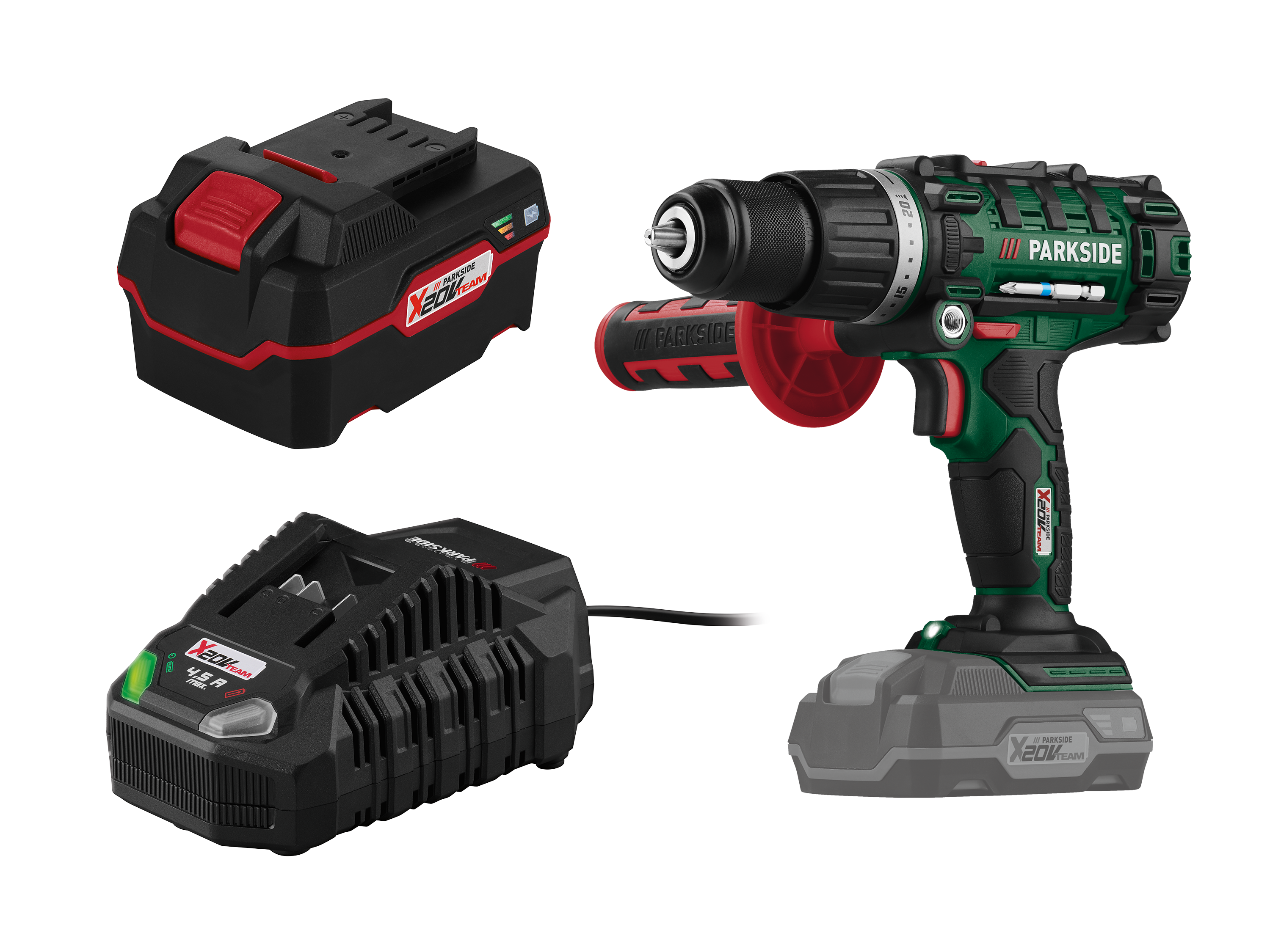 Parkside Zestaw Akumulatorowa wiertarkowkrętarka udarowa 20 V, Psbsa 20-Li C3 z akumulatorem 4 Ah i ładowarką 4,5 A