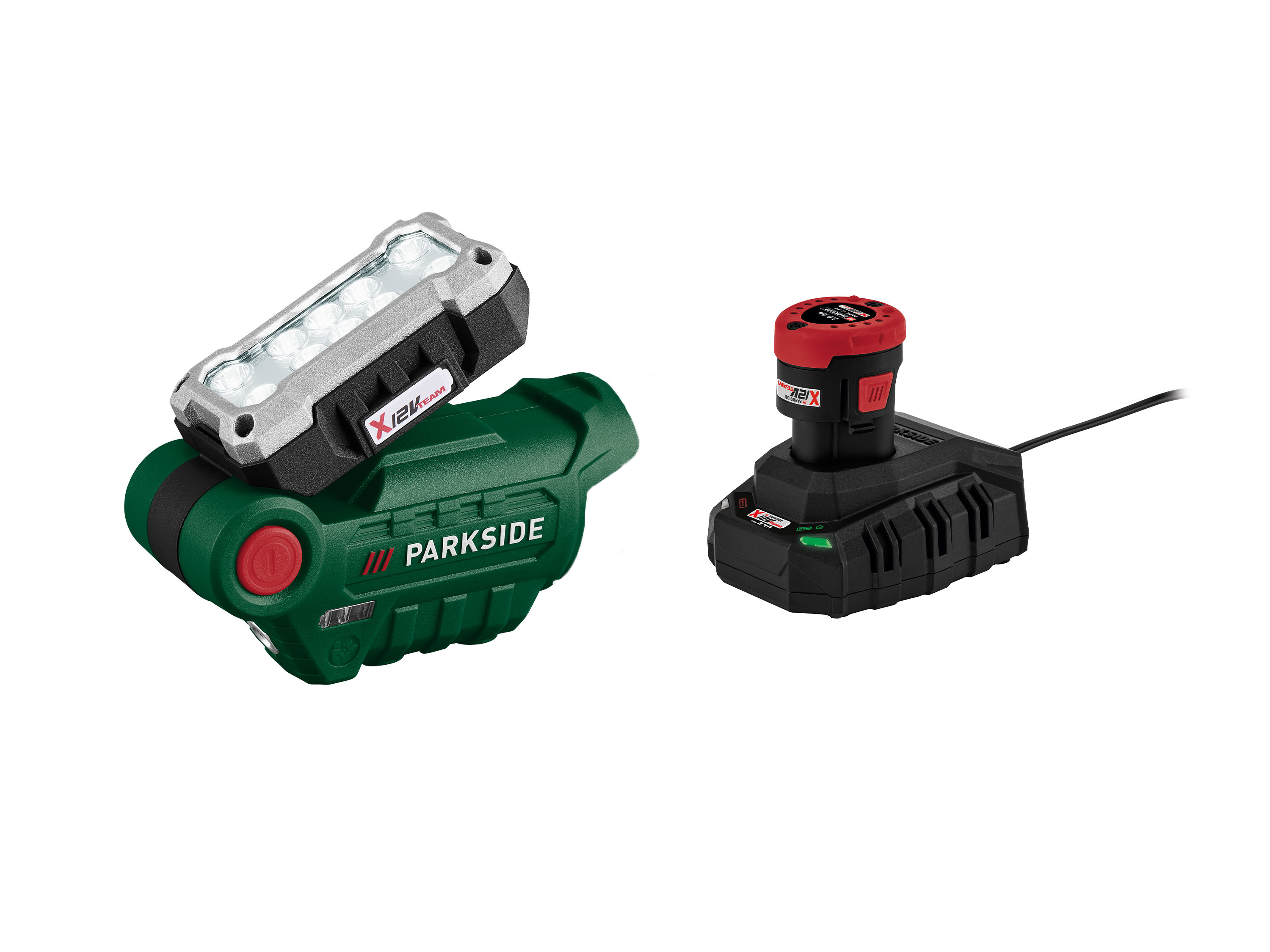 Parkside Zestaw Akumulatorowa lampa robocza LED 12 V z akumulatorem, 2 Ah i ładowarką, 2,4 A