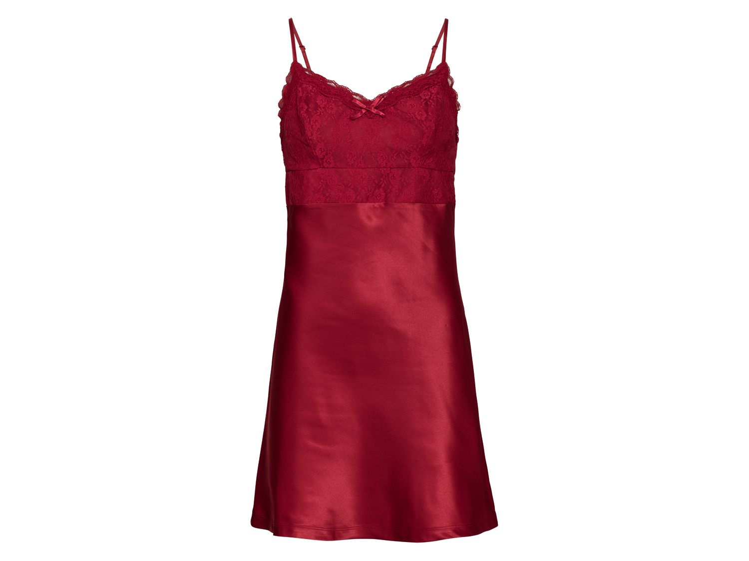 Esmara Lingerie Satynowa koszula nocna damska z koronką Czerwony, 40