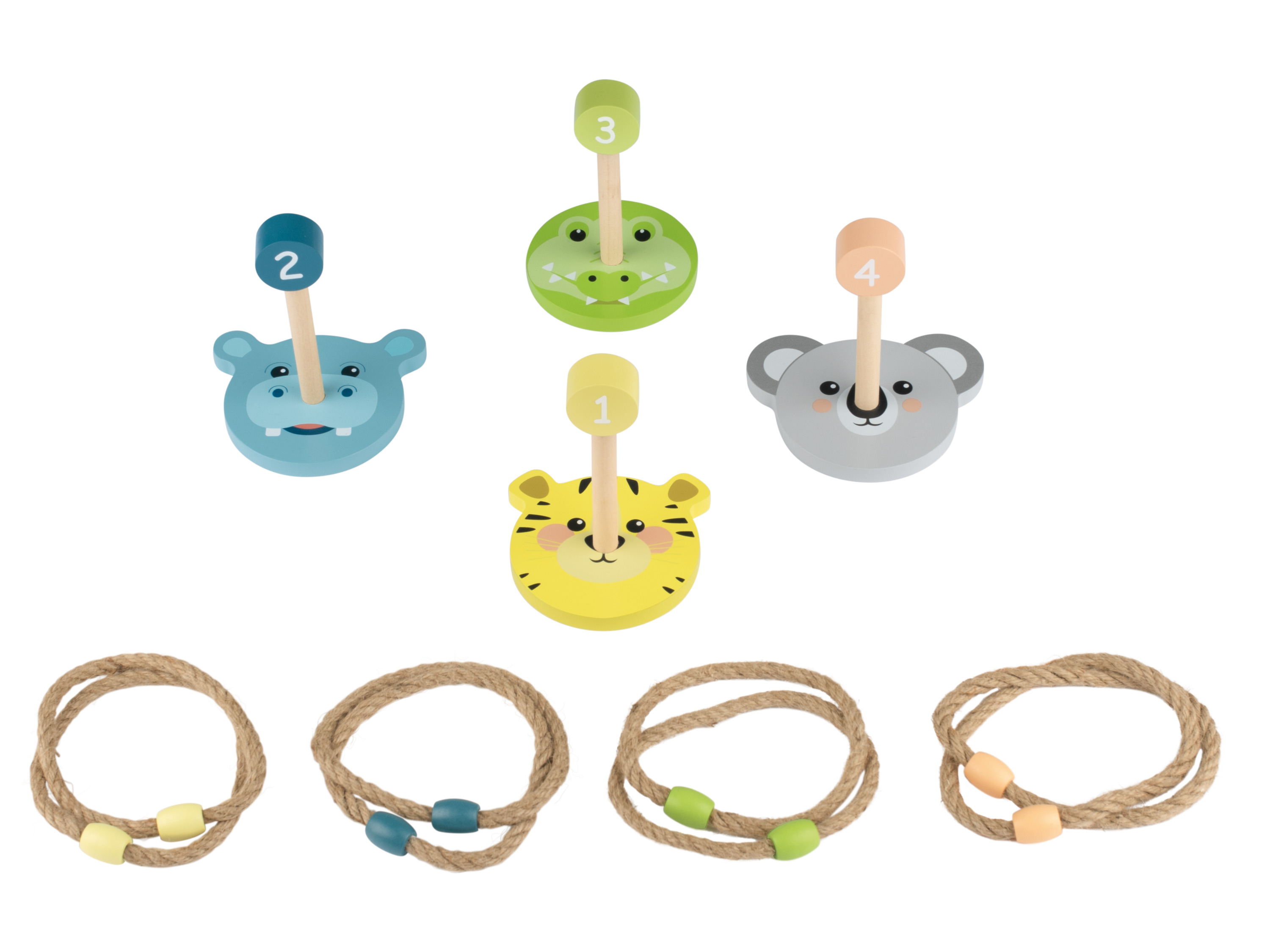 Playtive Drewniane zabawki edukacyjne Gra w rzucanie pierścieniami