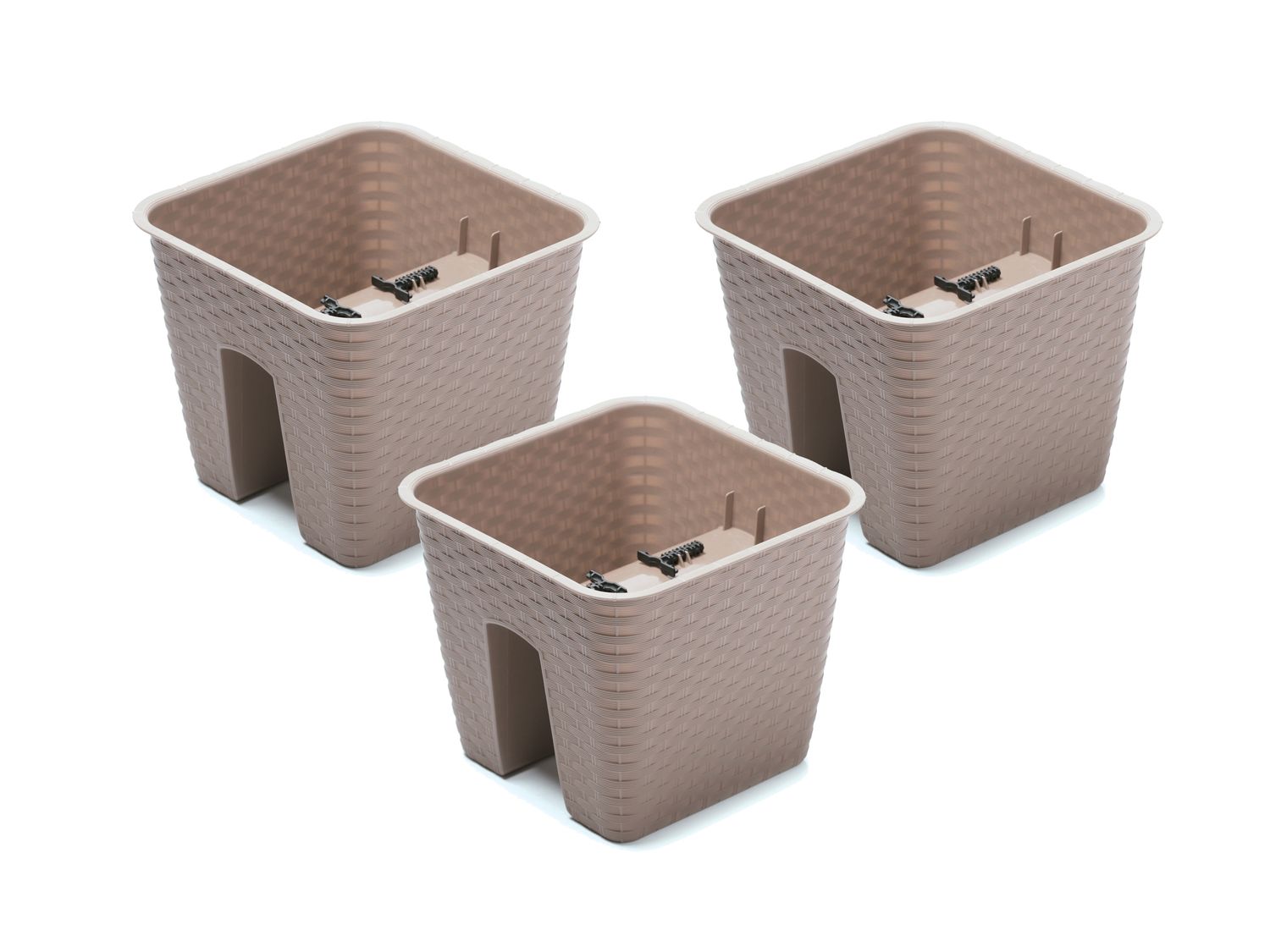 Prosperplast Donica balustradowa Ratolla Railing, 3 elementy Kwadratowy, Mocca, 272x272x225 mm