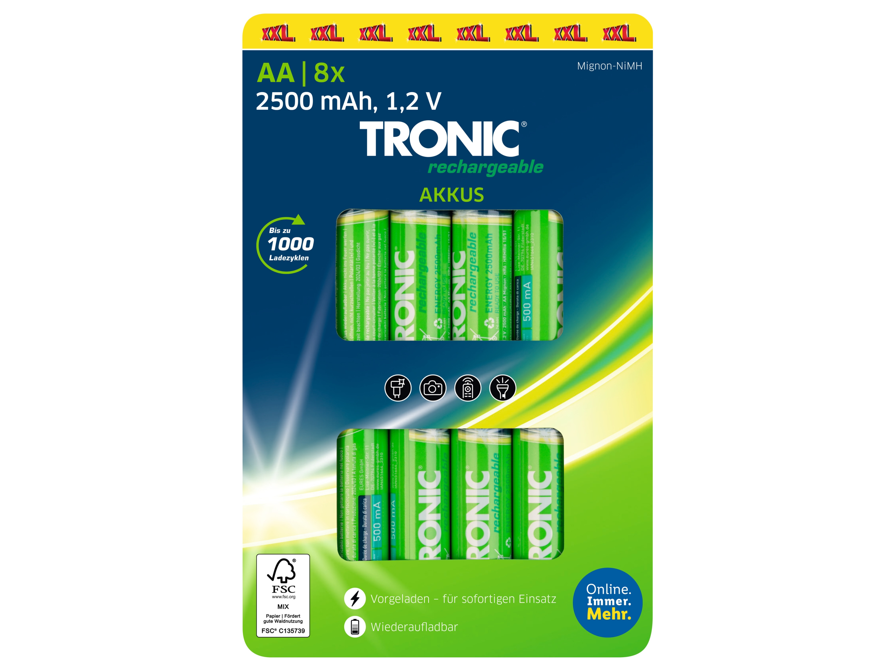 Tronic Akumulatorki Ni-MH Ready 2 Use, 1,2 V, 8 szt. AA