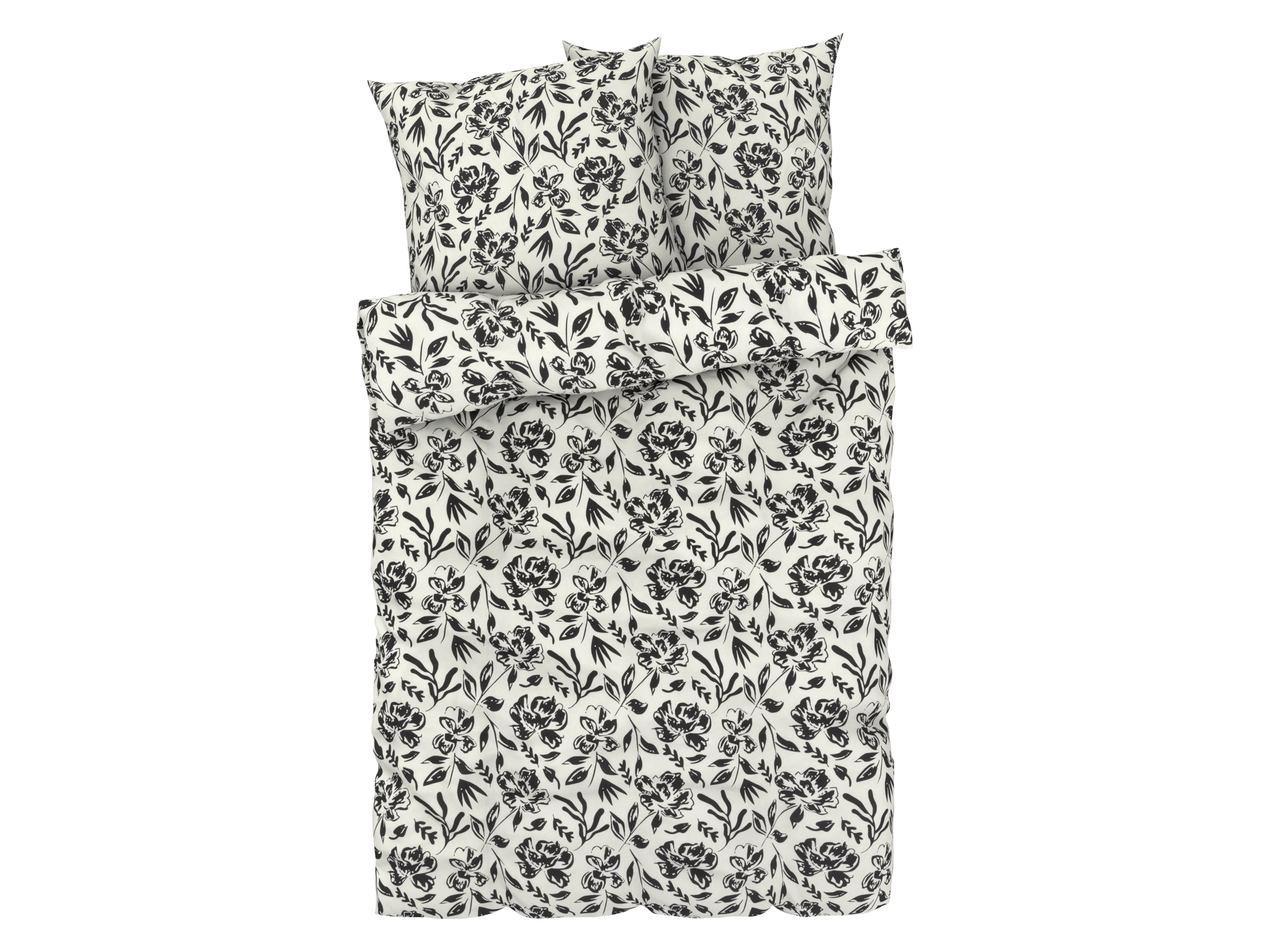Livarno home Pościel z mikrowłókna satynowego, 200 x 160 cm Kwiaty/ biały